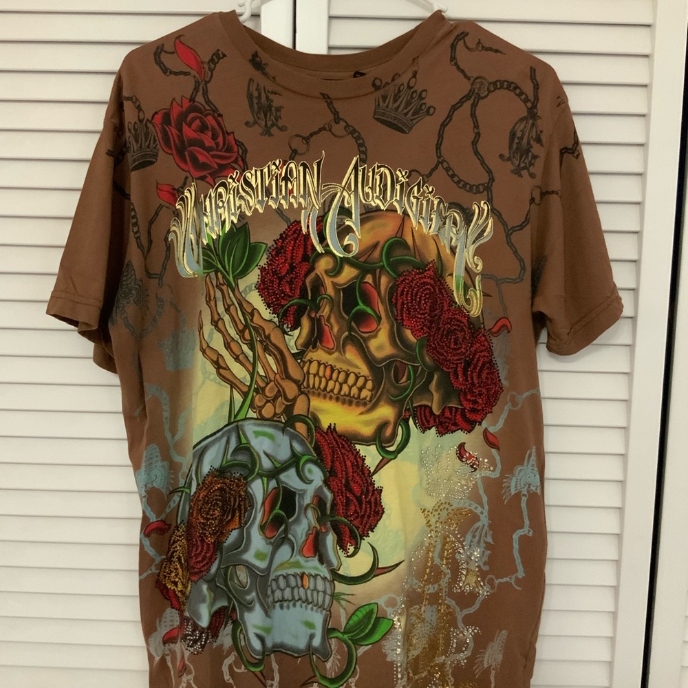 Christian Audigier Los Ángeles Skull T-Shirt size medium
